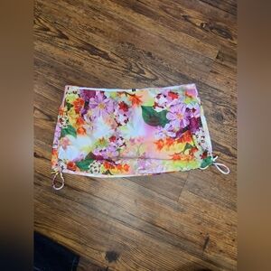 Jantzen Swim Skirt 10 nwot floral gorgeous side drawstrings fully lined bikini